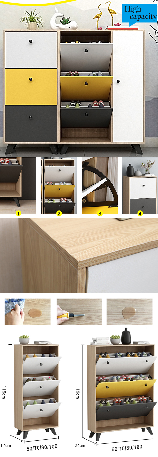 Шкаф кухонного шкафа ботинка Мулти функции огнезащитный деревянный для домашней живущей комнаты