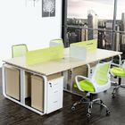 Wood Grain Melamine Particle Board Office Furniture For Four Person Working Office Table