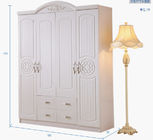 White Antique Style MDF material Wardrobe With Trouser Rack Multi Door Optional
