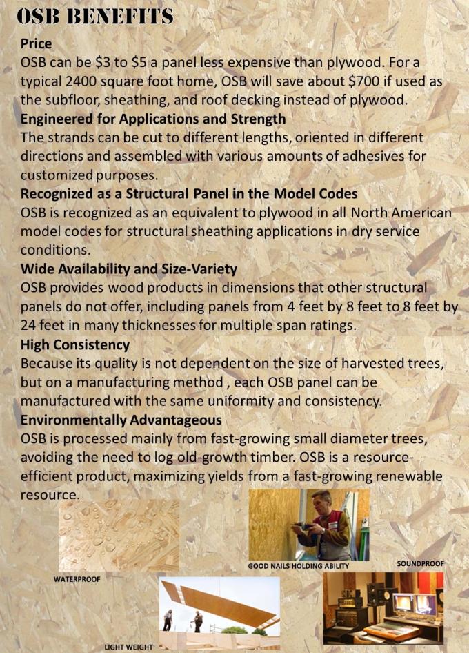 Доска твердой древесины 15мм ОСБ 3 ядра тополя, противоракушечные водоустойчивые листы ОСБ