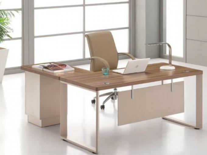 Влагостойкий белый стол л дизайн офисной мебели доски частицы стоящий формы