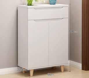 Eco - Friendly Melamine Shoe Shelves / Simple Style White Shoe Storage Cabinet