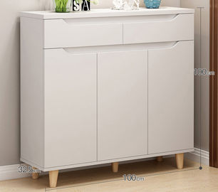 Eco - Friendly Melamine Shoe Shelves / Simple Style White Shoe Storage Cabinet